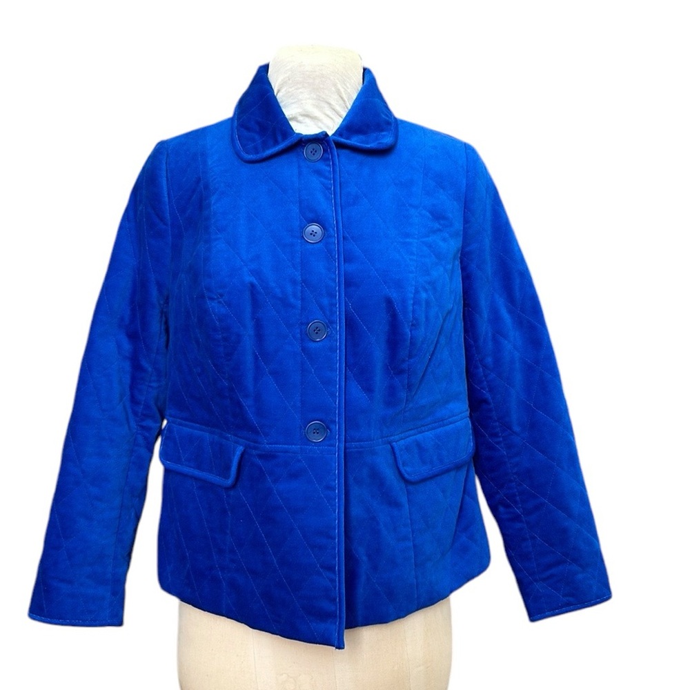 NWOT Talbots Petites Quilted Velvet Jacket Coat Blazer Blue 12WP‎